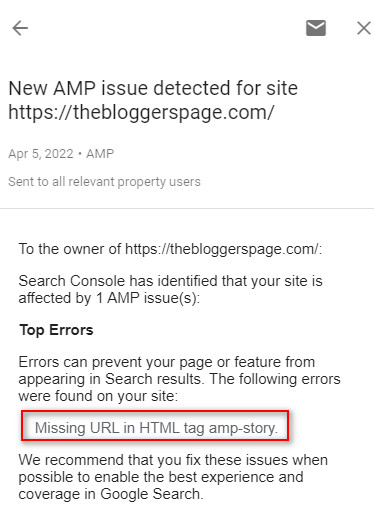 How To Know If Your Web Story Has Missing URL in HTML tag amp-story