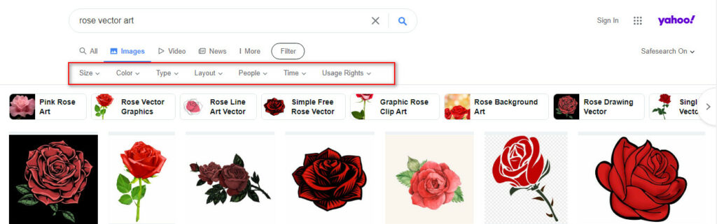 How to do Yahoo image search