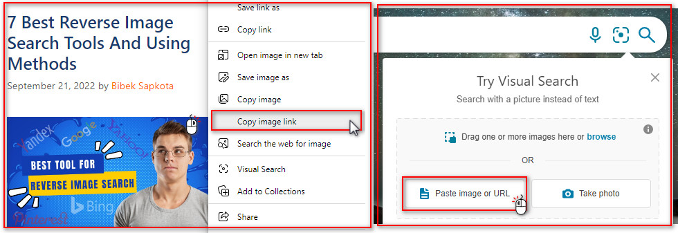 Reverse image search with Bing with url