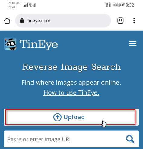 Tineye Reveres Image Search with an image from the gallery on Android