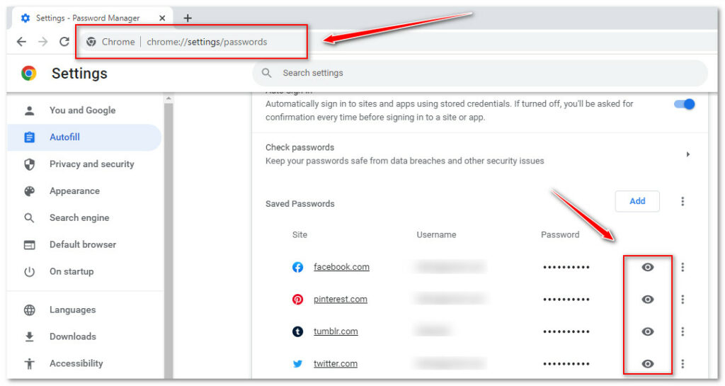 How to view saved passwords on chrome