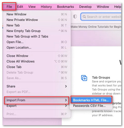 click on file - import from - bookmarks