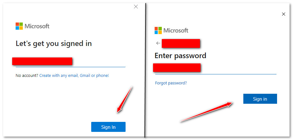 sign in with your microsoft account