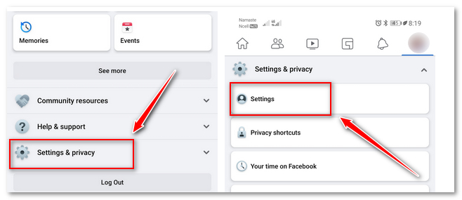 tap on settings and privacy and settings