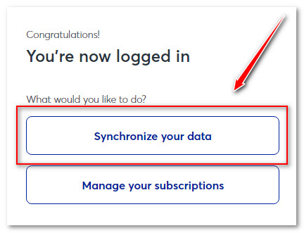 Click on Synchronize your data button
