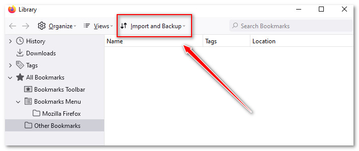 click on import and backup