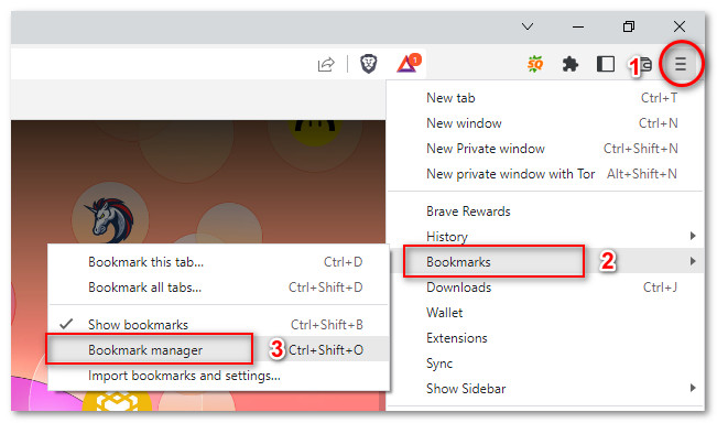 click on menu - bookmarks and bookmark manager