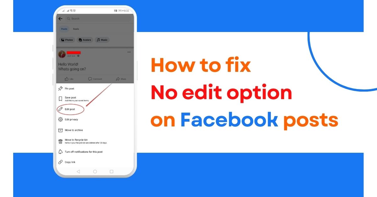 How to fix No edit option on Facebook post