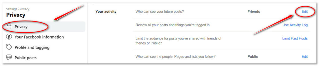 click on privacy and Who can see your future posts