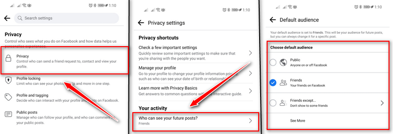 how to change your privacy settings using the Facebook Mobile app