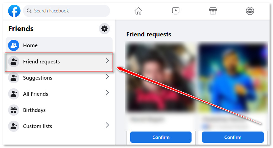 Click on friend requests